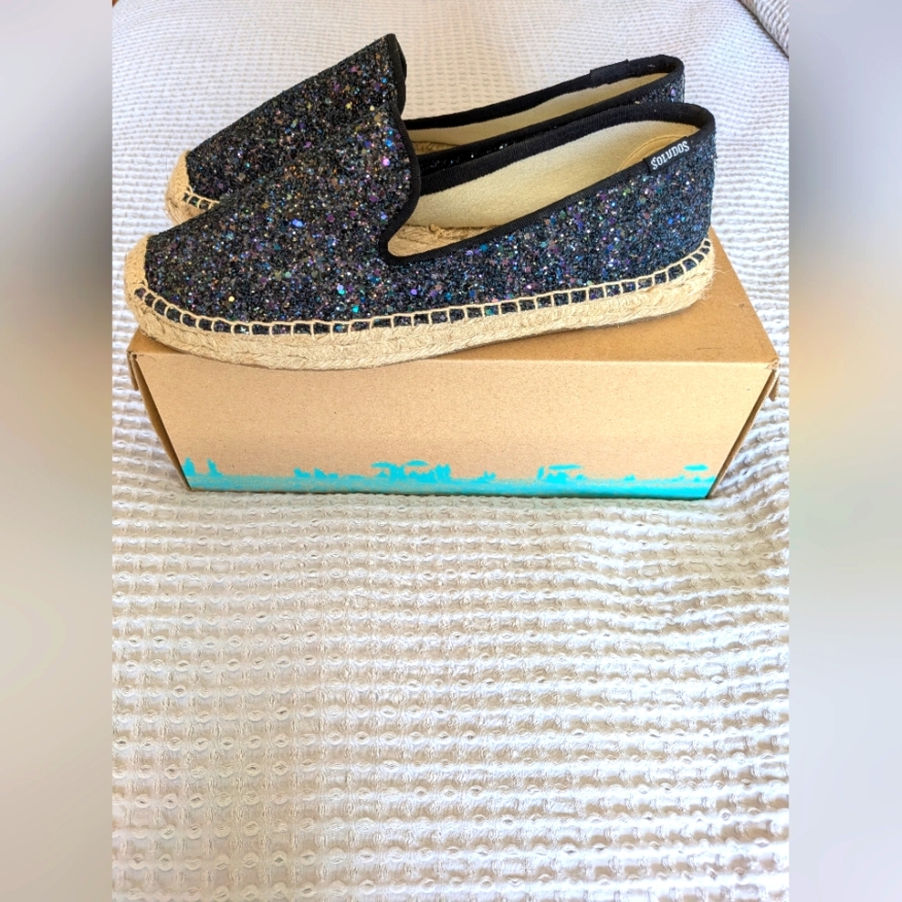Soludos Black Glitter Espadrilles